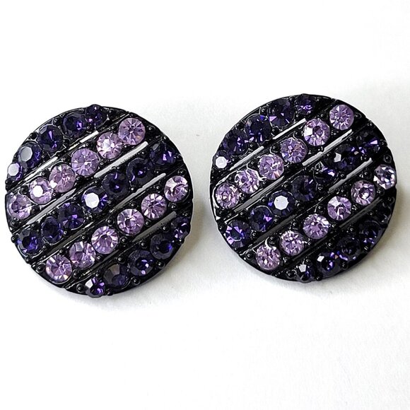 Purple Round Stud Earrings - Picture 1 of 9